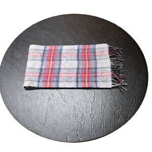Stewart of Scotland Merino Wool Scarf – Reversible Plaid & Solid Fringe 25×172